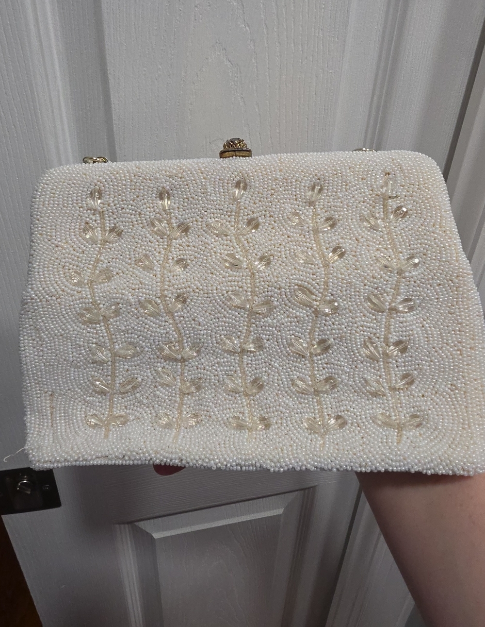 Walborg Ivory Beaded Floral-Embellished Clutch